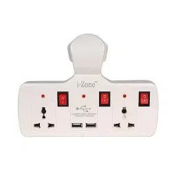 Elegant 6 Amp 2 Socket, 3 Switch & 2 USB ABS White Universal Plug with Indicator-12