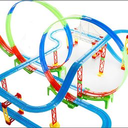 Kiditos Electric Powered Train Track Set Motorized Engine DIY Self-Assemble Multi-Level Track Builder Set (162 Pcs) with Realistic Sound & Flashing Lights for Kids Boys & Girls Ages 3+ Years image 5