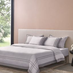 SANSAAR A DDECOR BRAND LIVE CONSCIOUSLY Light Silver Ash 350 TC King Bedsheet Set-image-35