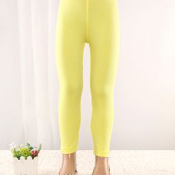Babyhug Cotton Lycra Full Length Leggings Solid Colour - Yellow-image-43