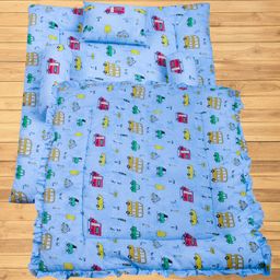 Mittenbooty Baby Quilt Bolster Bed Set cars Print-Blue-image-47
