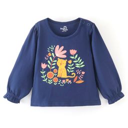 Doodle Poodle 100% Cotton Knit Full Sleeves Top Floral Pink - Navy Blue-image-39