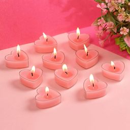 Parkash Candles Set of 10 Scented Heart Shaped Tea Lights  - Pink-29