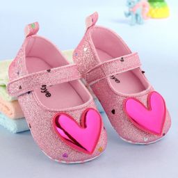 Babyoye Booties with Velcro Closure & Heart Applique - Pink-image-19