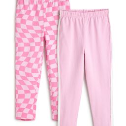 Plan B Pack Of 2 Checked & Side Taped Leggings - Pink-image-48