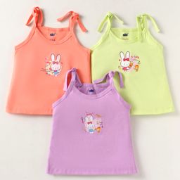 OHMS Single Jersey Knit Singlet Sleeves Slips With Animal Print Pack of 3 - Pink Yellow-image-60