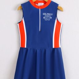 Mark & Mia Sleeveless Frock Swimsuit With Girl Power Print - Blue-image-98