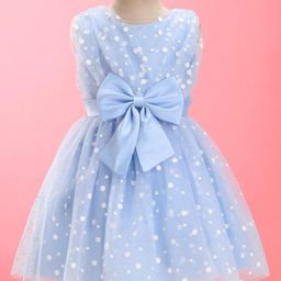 Mark & Mia Woven Sleeveless Party Dress With Butterfly Embroidery & Bow Applique - Light Blue-image-89