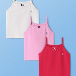 Pine Kids Cotton Elastane Singlet Sleeves Solid Color Slips Pack of 3 (Color May Vary)-picture-17