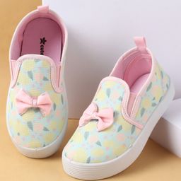 Cute Walk by Babyhug Slip On Casual Shoes with Bow Applique & Lemon Print - Pink-image-23