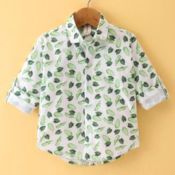 Dapper Dudes Full Sleeves Leaves Printed Shirt - Green-image-92