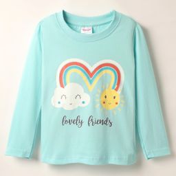 Tango Single Jersey Knit Full Sleeves T-Shirt With Lovely Friends Text Print - Light Blue-26