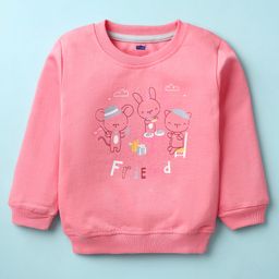 Simply Looper Knit Full Sleeves T-Shirt With Animal Print - Pink-picture-12