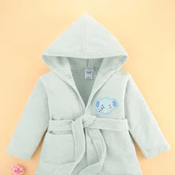 Simply Terry Knit Full Sleeves Bath Robe with Elephant Print - Light Grey-picture-24