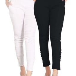SAJATA Women Black Cotton Casual Cigarette Trousers-picture-45