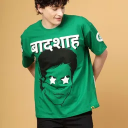 FLYNOFF Men Printed Drop-Shoulder Sleeves Applique T-shirt-image-1