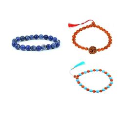 Divine souvenirs Unisex Set Of 3 Artificial Beaded Elasticated Bracelets-26