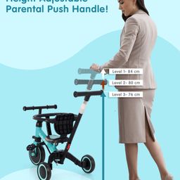 Babyhug Most Advanced 5 in 1 Tricycle with Adjustable Parent Handle - Aqua Blue image 5