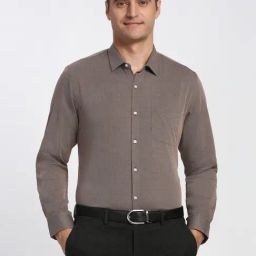Peter England Brown Cotton Slim Fit Printed Shirt-image-75