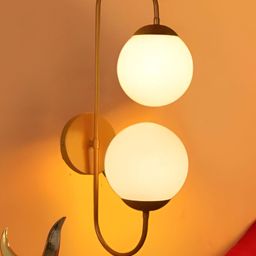KINIS Gold-Toned & White Metal Spherical Shaped Wall Lamp With Bulb-29