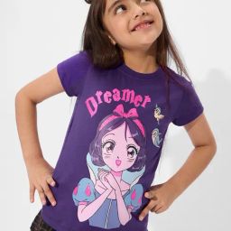 The Souled Store Girls Purple Cotton Graphic T-Shirt-picture-27