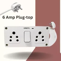 Elegant 3 Core 1.5 mm Cable Size 3 Pin Top 6 Amp 2 Socket 1 Switch ABS White Extension Board with Indicator 15 m Cable Length image 3