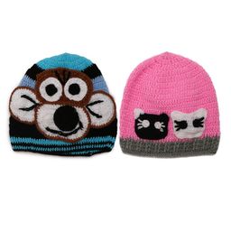CHUTPUT Unisex Set of 2 Self-Design Beanies-55