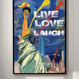 Art Street Black Engineered Wood Statue Of Liberty Live Love Laugh Pop Graffiti Wall Art-picture-18