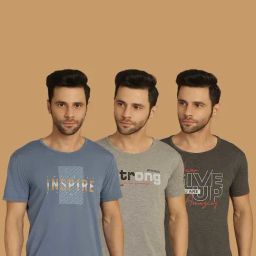 Vimal Jonney Multicolor Regular Fit Printed Crew T-Shirt - Pack of 3-95