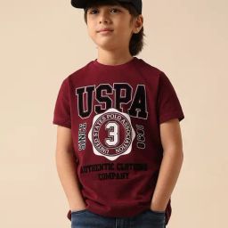 U.S. Polo Assn. Boys Red Cotton Printed T-Shirt-picture-47