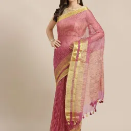 Kalakari India Purple Embroidered Saree With Unstitched Blouse-image-59