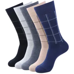 BALENZIA Cotton Checkered Calf Length Socks (Pack Of 5)-14