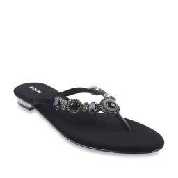 Mochi Women's Black Thong Sandals-image-77