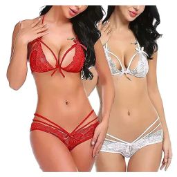 AROUSY Red & White Self Pattern Lingerie Set-23