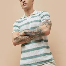 Fame Forever By Lifestyle Off White Regular Fit Striped Polo T-Shirt-picture-12