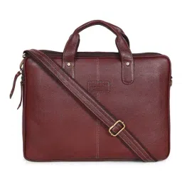 Teakwood Leathers Brown Textured Medium Messenger Bag-image-36