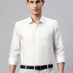ManQ White Regular Fit Check Shirt-image-37