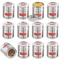 HAZEL Silver Stainless Steel Container with Transparent Lid - Set of 12 (0.5L)-image-67