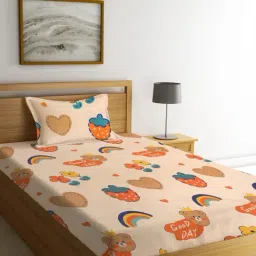 Klotthe Character based Multicolor 210 TC Cotton Single Bedsheet with 1 Pillow Cover-image-75