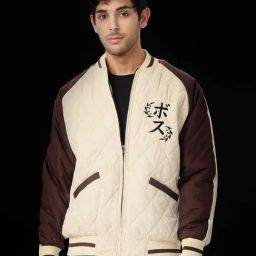 The Souled Store Beige & Brown Loose Fit Colour Block Puffer Jacket-picture-18