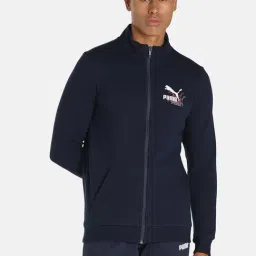 Puma Navy Full Sleeves Mock Collar Jacket-16