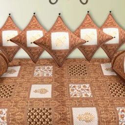 Living Roots Printed Brown 300 TC Cotton Single Diwan - Set of 8-image-19