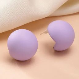 Karatcart Matte Lilac Finish Dome Stud Earrings For Women-image-23