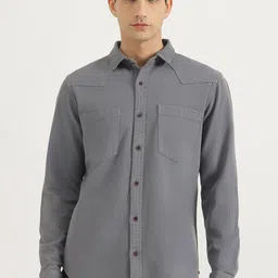 United Colors of Benetton Men Spread Collar Solid Cotton Casual Shirt-picture-15