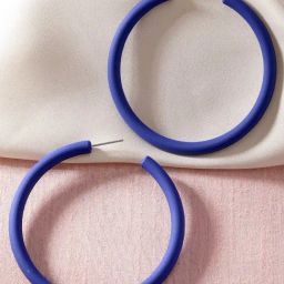 Karatcart Matte Blue Finish Half Hoop Earrings For Women-image-26
