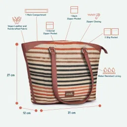ZOUK Qutub Striped Tote Handbag image 4