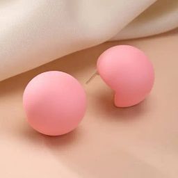 Karatcart Matte Baby Pink Finish Dome Stud Earrings For Women-2