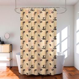 Kuber Industries Beige & Black 2 Pieces Printed Shower Curtains-52