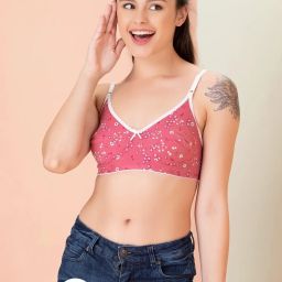Clovia Pink Non Wired Non Padded Full Coverage Bra image 4