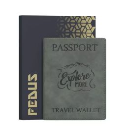 FEDUS Premium Explor Passport Holder Faux Leather Ash Grey with Card Holder, RFID Protected Travel Accessories-image-31